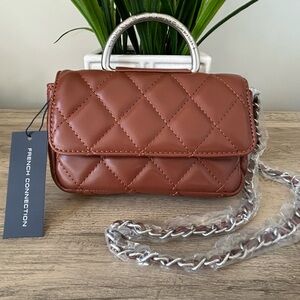 NWT French Connection quilted crossbody bag in the color mocha bisque